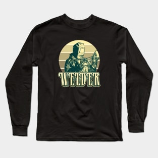 Welder drawing with retro style Long Sleeve T-Shirt